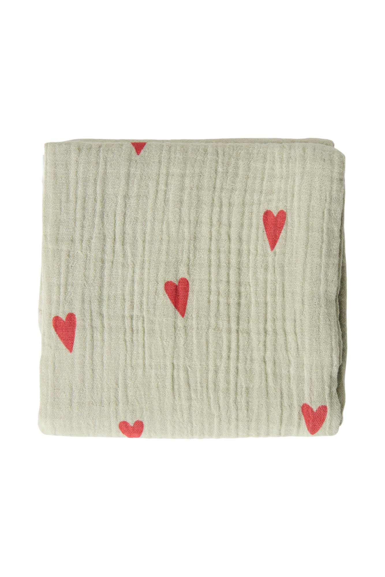 Musselintuch "Sage Green Hearts"