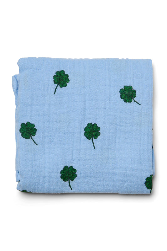 Musselintuch "Light Blue Clover"