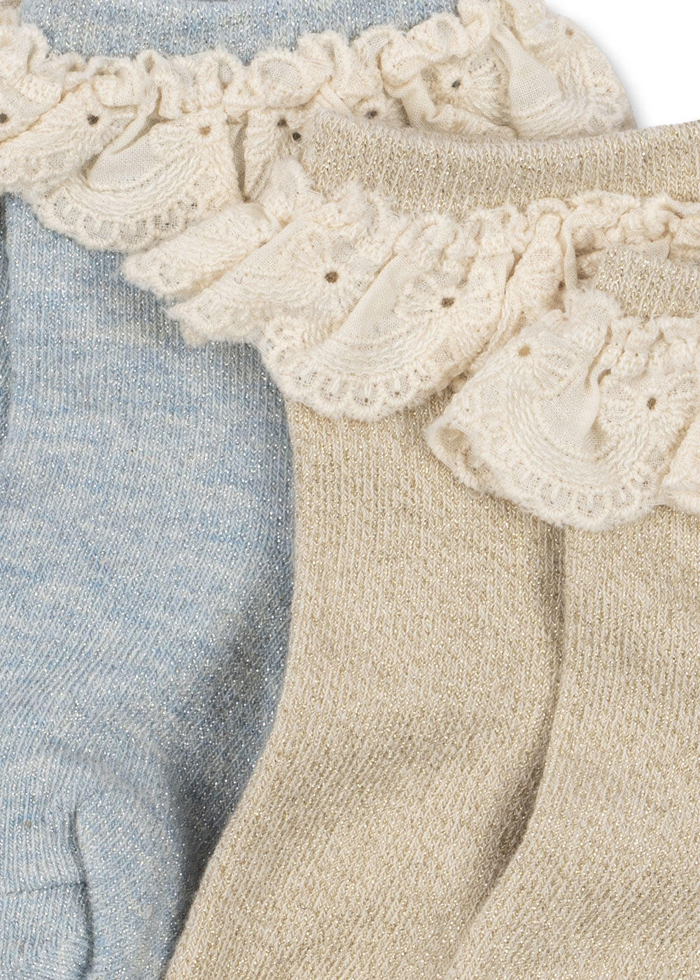 2 Pack Glitter Frill Socks "Pearl Blue"