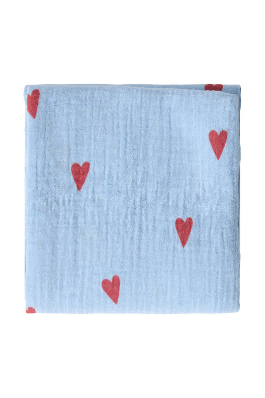 Musselintuch "Light Blue Hearts"