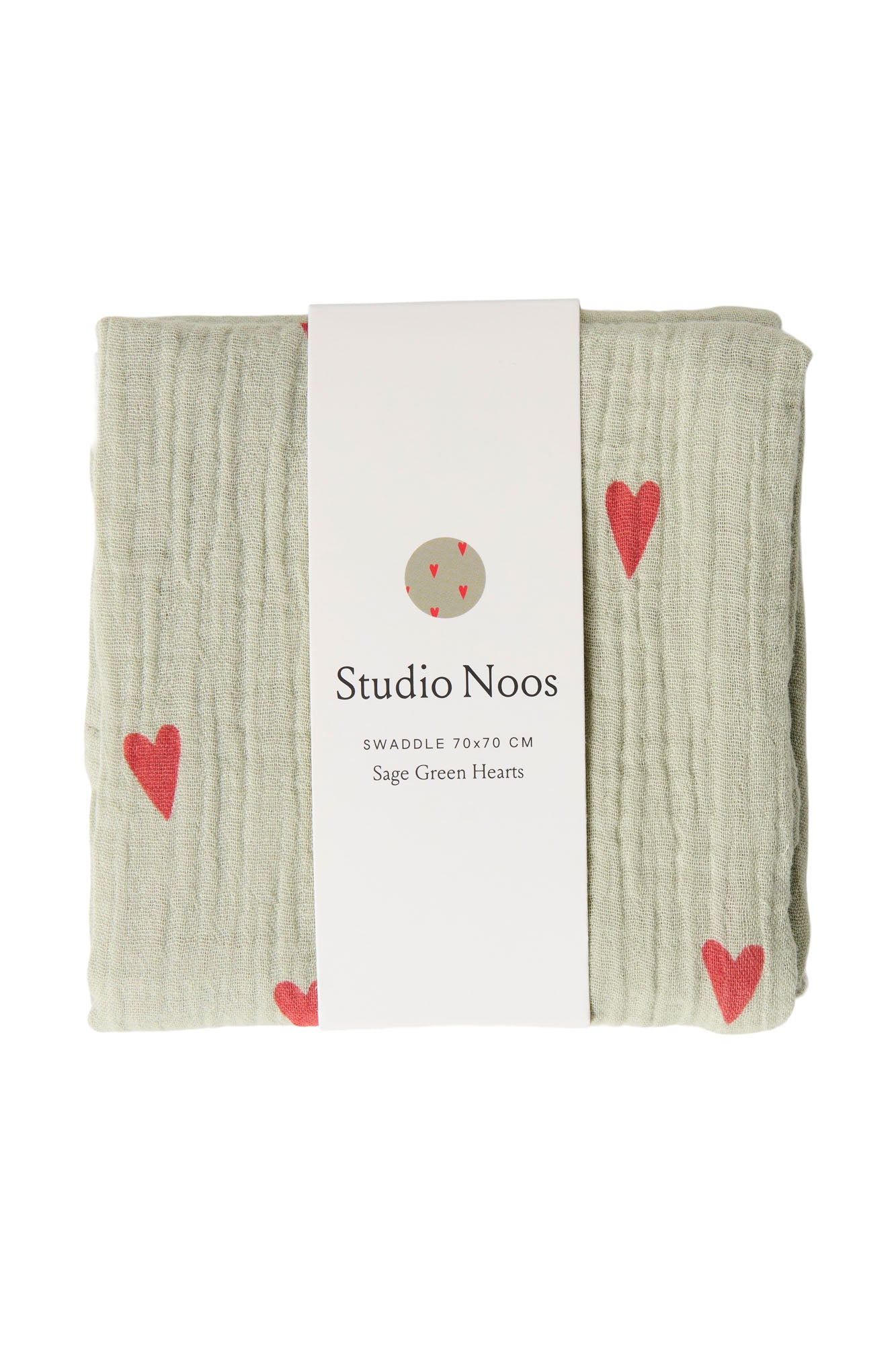 Musselintuch "Sage Green Hearts"