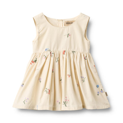 Kleid Pinafore Wrinkle Sienna "Ivory Embroidery Flowers"