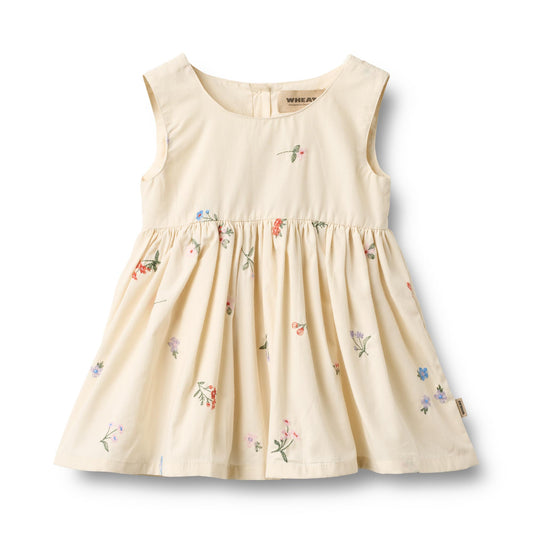 Kleid Pinafore Wrinkle Sienna "Ivory Embroidery Flowers"