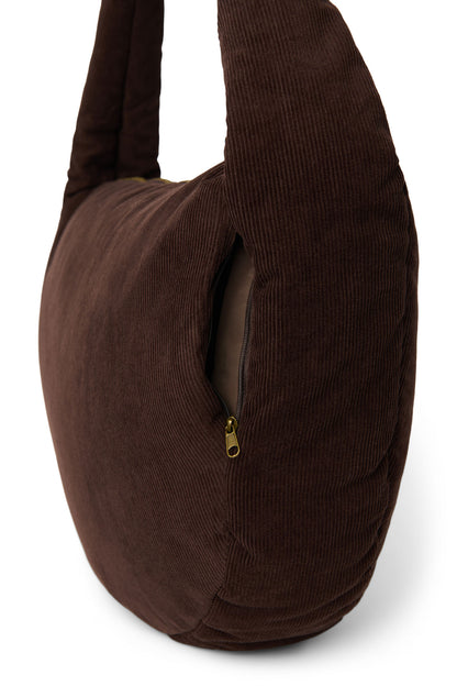 Crossbody Bag "Dark Brown Rib Puffy"
