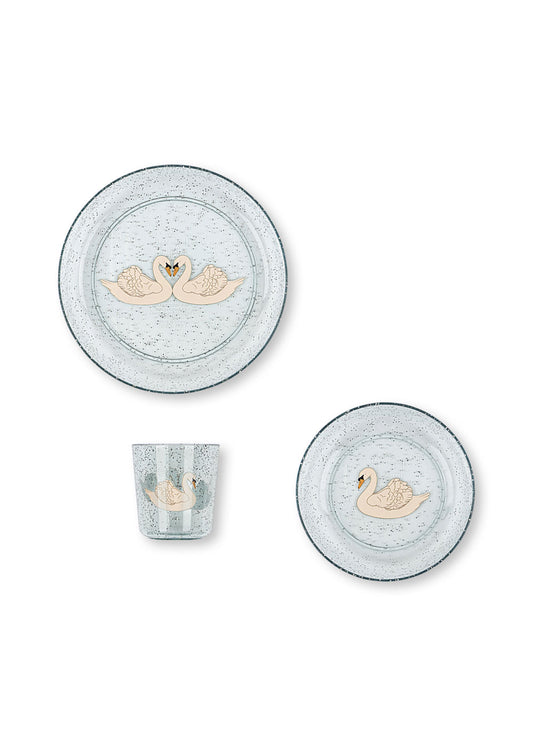 Sparkly Dinner Set "Swan Blue"