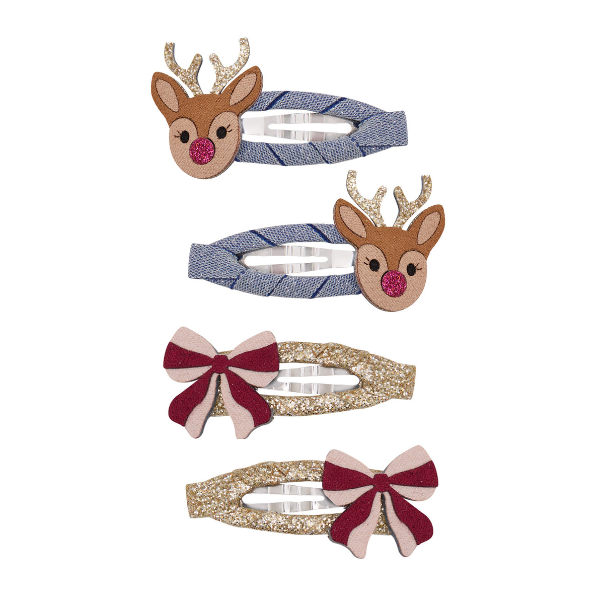 Haarclips "Rudolph and bow"