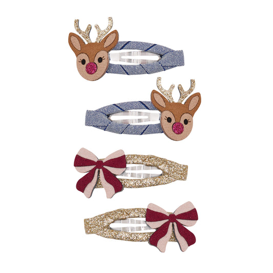 Haarclips "Rudolph and bow"