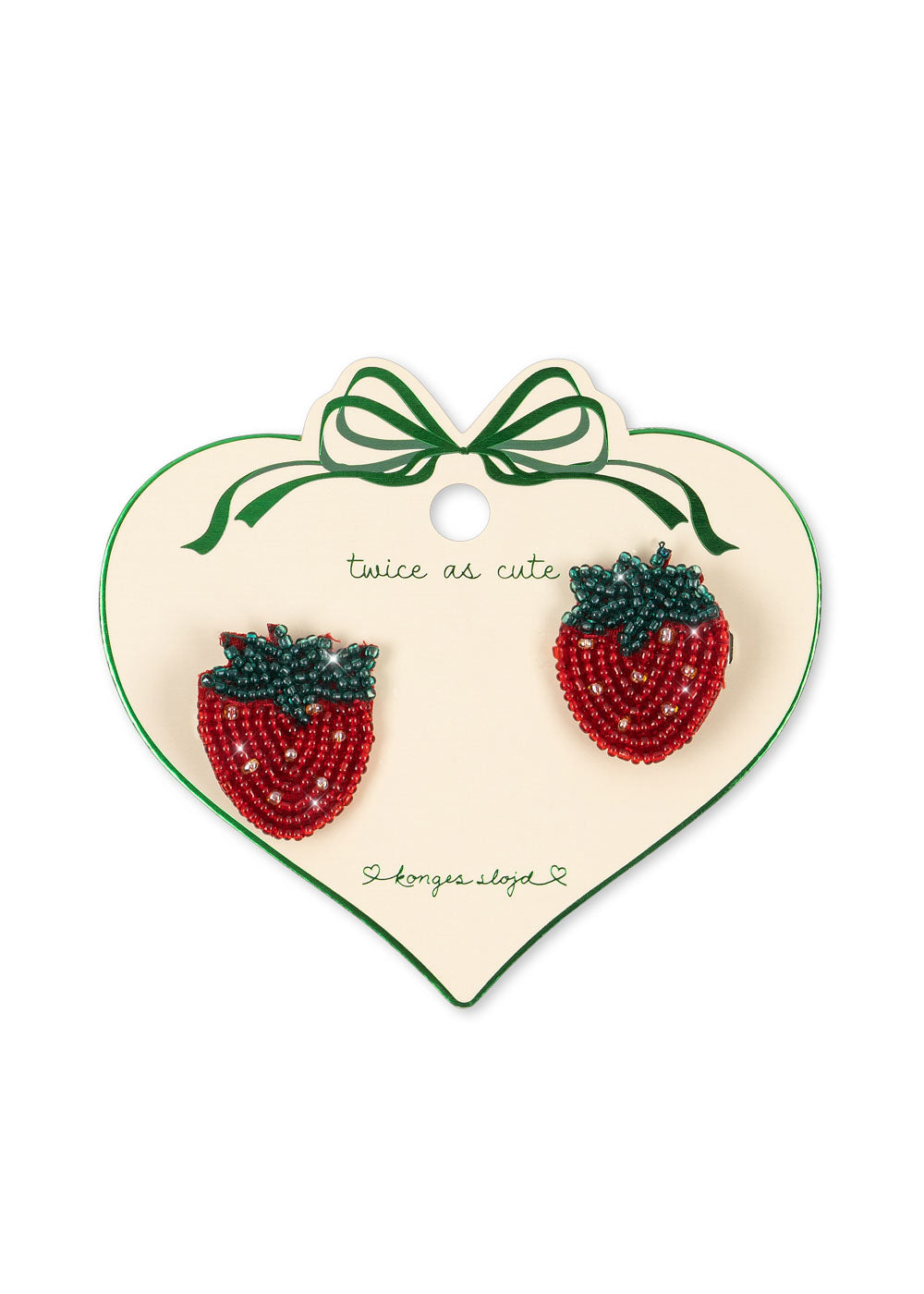 2 Pack Beaded Hair Clips "Strawberry"