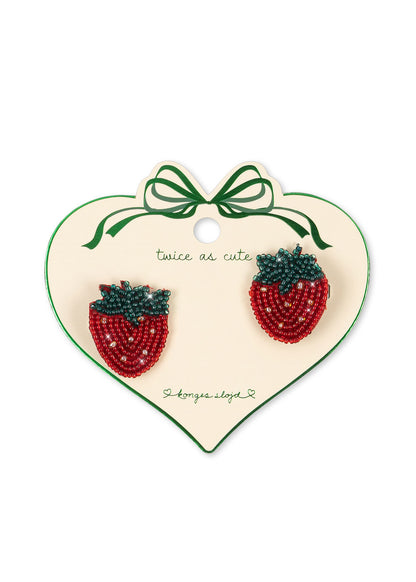 2 Pack Beaded Hair Clips "Strawberry"
