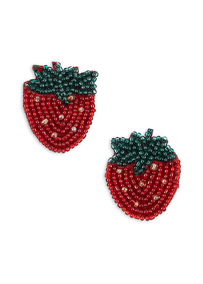 2 Pack Beaded Hair Clips "Strawberry"