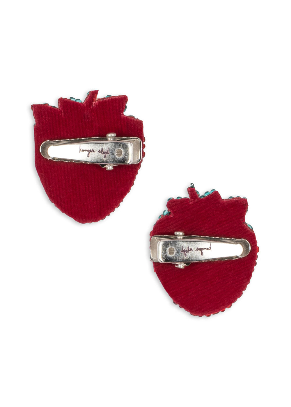 2 Pack Beaded Hair Clips "Strawberry"