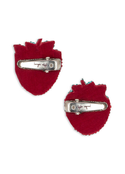 2 Pack Beaded Hair Clips "Strawberry"